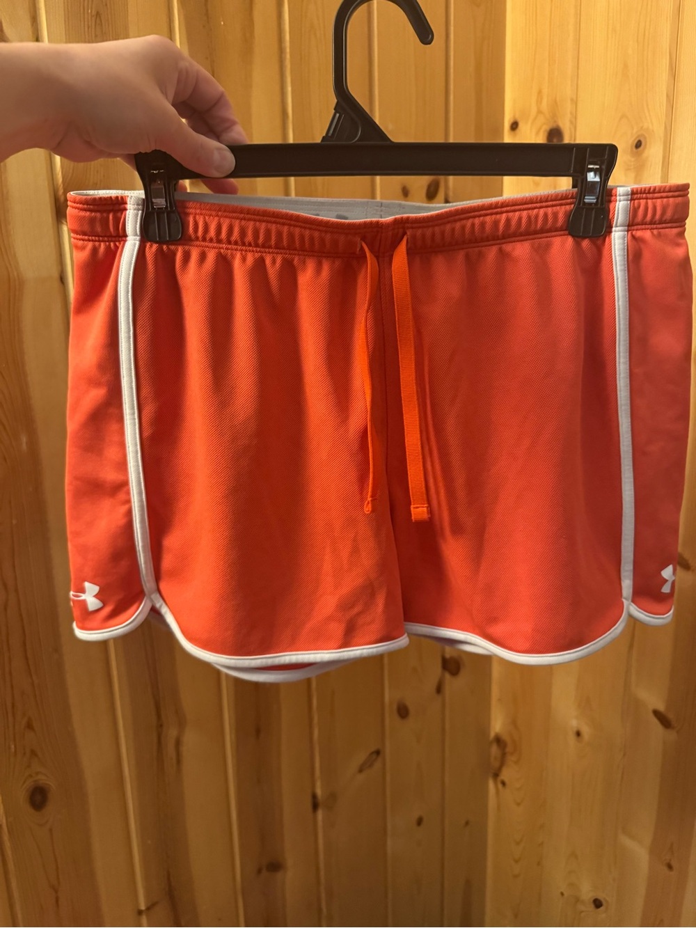 Under Armour Orange Athletic Shorts with White Trim